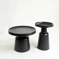 Table d'appoint Martini, nouveau design, ronde, en métal noir