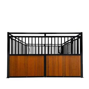 Panneau de box pour chevaux extérieur de 12 pieds en bambou avec porte coulissante, fenêtre et panneau avant pour mangeoire TMG FHS13A et FHS13B, barre supérieure verticale - Product Image 5