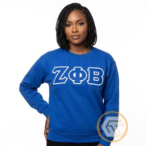 เสื้อสเวตเชิ้ตผ้าฝ้ายคอวีทรงปกติสำหรับผู้หญิง Zeta Phi Beta แบบสั่งทำขายส่ง ปักลายตามสั่ง สีพื้น สำหรับฤดูหนาว - Product Image 1
