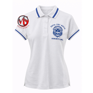 เสื้อยืดแขนสั้นลำลองสีขาวลายเรียบสำหรับผู้หญิง Mazy Sports รุ่น Zeta Phi Beta ทรงปกติ ผลิตจากผ้าโพลีเอสเตอร์/คอตตอนผสม - Product Image 1