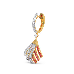 ต่างหูขนนกสีแดงทองแบบหยดน้ำ - Product Image 2