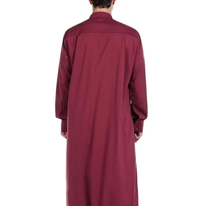 Wholesale Premium Cotton Stand Collar Modest Thobe <b>Islamic</b> Eid Plus Size Floor Length Short Sleeve Quick Dry Breathable Loose - Product Image 2
