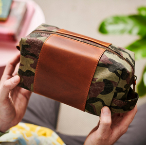 Leather Canvas Toiletry Bag Waterproof Travel Organizer Cosmetic Storage Dopp Kit Large Travel <b>Case</b> Bag LCTB-0055 - Product Image 4