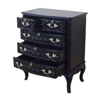 Tiroirs Tallboy en bois de style français en noir peint Commode antique conçue pour les ensembles de meubles de chambre à coucher de style européen