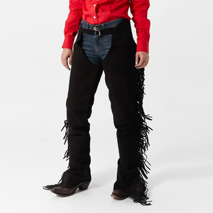 BAND of BROTHERS Chaps Western pour Hommes en Cuir Véritable, Taille Mi-Haute, Coupe Décontractée, Fermeture à Boucle avec Franges, Haute Qualité pour l'Équitation - Product Image 6