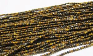 Cuentas facetadas redondas de ojo de tigre natural de 2 mm, color marrón, de Rajasthan, EMINENT JEWEL N ARTS, se venden por hebra de 13 pulgadas de largo - Product Image 3