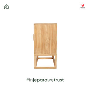 Buffet en teck massif Japandi, armoire de rangement en bois à 4 portes pour salon, hôtel, villa - Product Image 3