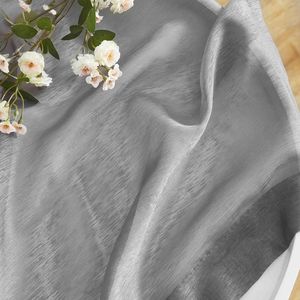 Set di 2 Pannelli per Tende in Voile Semi-Trasparente 137 cm L x 213 cm L con Occhielli, Grigio Antracite, per Camera da Letto e Soggiorno - Product Image 1