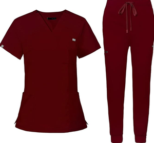 Factory Direct OEM <b>Scrubs</b> <b>Set</b> for Women Nurse Uniform V-Neck Top Drawstring Jogger Pants Multi Pocket Spandex/Polyester Hospital - Product Image 6