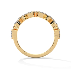 Bague en or pour femme avec diamants de laboratoire ronds, demi-bague éternité festonnée, bijoux pour mariée et occasions spéciales - Product Image 3