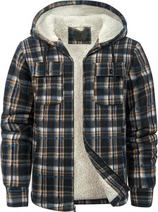 Chaqueta de Franela a Cuadros para Hombre, con Forro de Sherpa, Cierre de Cremallera, Bolsillos Delanteros, Estilo Casual para Invierno, Corte Regular - Product Image 2