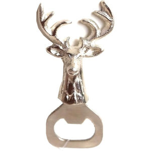 Abridor de Botellas de Aluminio Duradero al por Mayor con Diseño de Cabeza de Ciervo Plateado, Herramienta de Bar Elegante con Forma de Animal para Abrir Latas de Cerveza - Product Image 1