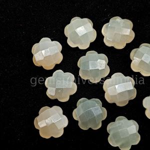 Natural 10mm Gray Moonstone Faceted <b>Flower</b> Shape Briolette For Jewelry Wholesale Grey Moonstone Carved <b>Flower</b> Gemstone Charms - Product Image 4