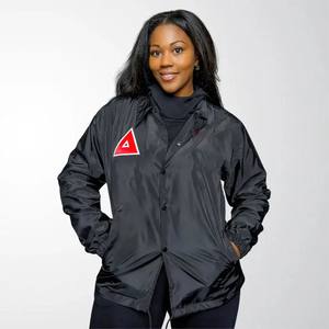 Delta Red & <b>black</b> line jacket DST coach jacket Sorority <b>Windbreaker</b> Jacket Stand Collar Custom DST <b>Black</b> Red Front Waterproof - Product Image 5