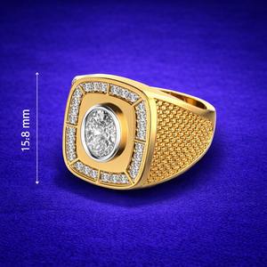 Anillo de Moissanita Clásico de Lujo para Hombre, Plata de Ley 925, Chapado en Oro de 14K, para Boda, Compromiso, Aniversario, Fiesta, Cóctel - Product Image 3