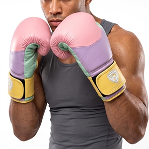 Guantes de Boxeo de Cuero Rosa, Morado y Verde Dumela International de 16 Oz, Equipo de Entrenamiento Profesional con Diseño de Logotipo - Product Image 3