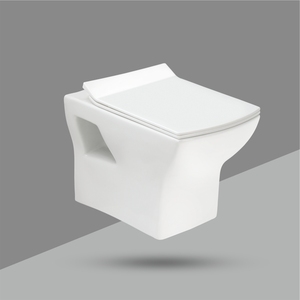 WC suspendu mural carré en céramique, économiseur d'espace, avec siphon en P et chasse d'eau par gravité, sanitaires - Product Image 5