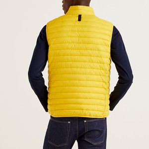 Chaleco Acolchado Amarillo para Hombre, Cuello Alto, Cierre de Cremallera, Cortavientos, Informal, Ropa de Abrigo de Otoño, Relleno de Poliéster, Largo Regular - Product Image 3