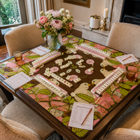 Tappetino da gioco pieghevole moderno Mahjong Pink Blossom Doves personalizzato 33x33 in gomma antiscivolo stampato