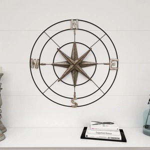 Boussole murale en métal gris style côtier, idéale pour la décoration de chambres, bureaux et patios de style farmhouse, vente en gros depuis l'Inde - Product Image 5