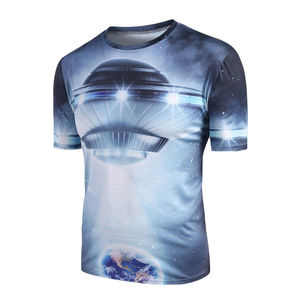 เสื้อยืดกีฬาผู้ชาย พิมพ์ลายกาแล็กซี่ด้วยเทคนิค Sublimation ผ้าฝ้าย 100% น้ำหนักเบา ระบายอากาศได้ดี แขนสั้น ทรงหลวม รับผลิตแบบ OEM/ODM - Product Image 3