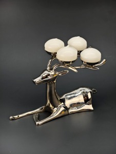 Porte-bougie renne en argent poli miroir de qualité supérieure, idéal pour la décoration festive et les fêtes, centre de table. - Product Image 1