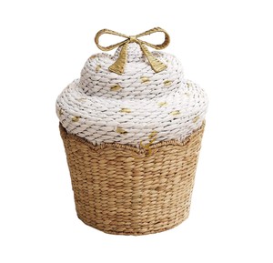 Aesthetic Cupcake Water Hyacinth <b>Basket</b> Cute Dessert Shaped Clothes Laundry <b>Hamper</b> Decorative Storage Bin <b>for</b> Girls Room - Product Image 4