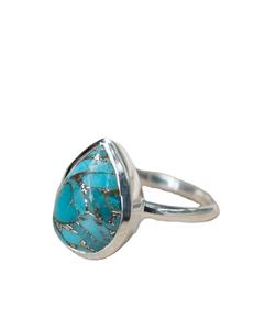 Bague de fiançailles en argent sterling 925 avec pierre turquoise en forme de poire pour femme, cadeau de fête - Product Image 1