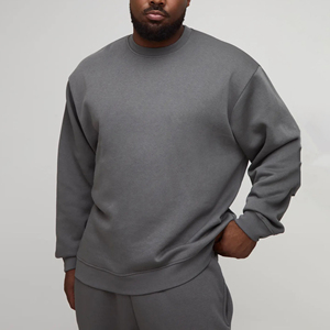 Sweat-shirt à col rond et manches longues, coupe ample, 100% coton, molleton double face, épais, pour homme - Product Image 1