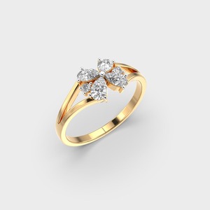 Women's IGI Certified Gold Plated Yellow Diamond Engagement <b>Ring</b> Pear Cut Flower Design Prong Setting Luxury Style - Product Image 2