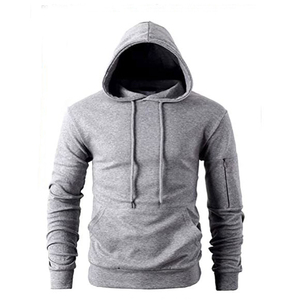 Sweat-shirt à capuche gris pour homme, coupe ajustée, décontracté, tricoté, design uni, vêtement d'automne par Harry Johnson Production - Product Image 1