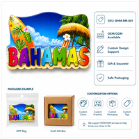 Magnet Kulkas Resin Kustom Bahama 3D Suvenir Perjalanan Pulau Karibia Magnet Kulkas Pantai Tropis Grosir Pabrik