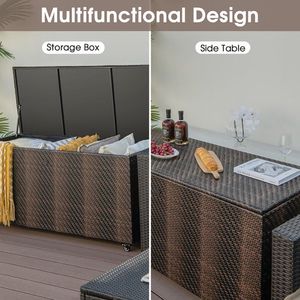 Contenitore da Esterno in PE Effetto Vimini da 96 Galloni con 4 Ruote - Product Image 6