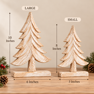 Bestseller White Christmas Trees Set of 2 Figurines for <b>Shelf</b> <b>Mantel</b> Table Decoration Handmade Mango <b>Wood</b> Decor Wholesale - Product Image 4