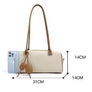 Sac à bandoulière en cuir véritable de qualité supérieure pour femme, élégant sac fourre-tout marron beige avec poignée supérieure et bandoulière réglable - Product Image 4