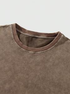 เสื้อเชิ้ตผู้ชายสีน้ำตาลวินเทจทรงโอเวอร์ไซส์ ผ้าฝ้าย 100% นุ่ม ระบายอากาศดี ทรงหลวมไหล่ตก สไตล์ลำลองสตรีทแวร์ - Product Image 3