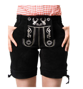Shorts bavarois en cuir brodé noir pour homme, taille haute, style décontracté, tissu peigné tissé à la main, respirant - Product Image 3