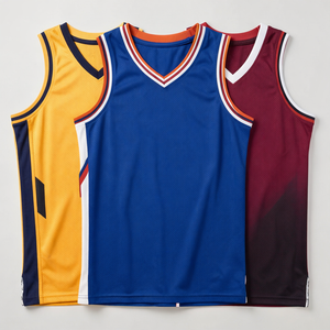 Camiseta de Baloncesto Unisex al por Mayor, Tejido de Malla, Logotipo Personalizado, Nombre del Equipo, Secado Rápido, Transpirable, 100% Poliéster, Cuello en V, Sin Mangas - Product Image 4