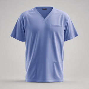 Hot Selling Knitted Medical <b>Scrub</b> <b>Top</b> Stretch Short Sleeve Breathable Comfortable Unisex High Quality - Product Image 1