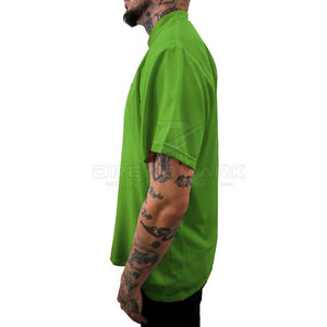 Chemise de travail à manches courtes verte pour homme DREADMARK INDUSTRIES, poche poitrine, confortable, uniforme personnalisé pour salon de coiffure - Product Image 3