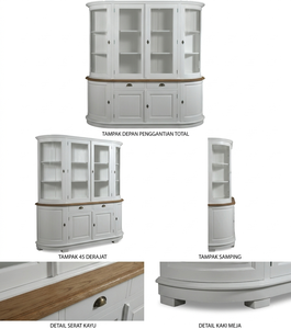 Pedroza Eco-Friendly Durable Elegant <b>Storage</b> <b>Cabinet</b> Solid Wood Curved Design Natural <b>White</b> Finish Glass Doors Dining Room - Product Image 6