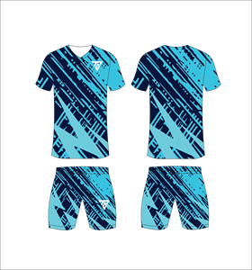 Custom Sublimated Blue Geometric <b>Soccer</b> Jersey Set for Men V-Neck Short Sleeve Moisture Wicking Athletic Fit - Product Image 6