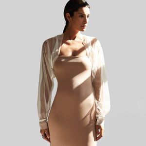 Women Solid <b>Knitted</b> Casual Short Long Sleeve See Through Mesh <b>Boleros</b> Shrug Breathable Club Wear Open Front Women <b>Bolero</b> Shrugs - Product Image 6