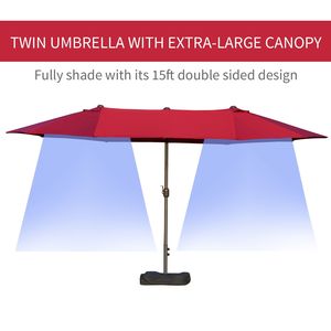 Ombrellone a braccio laterale da 4,5 m (15 piedi) con base a manovella facile per cortile e giardino, ombreggiatura rettangolare da 3 m per uso in spiaggia - Product Image 4