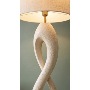 Modern Ceramic <b>Floor</b> <b>Lamp</b> With Irregular Twist Base And Beige <b>Shade</b> For Indoor Lighting - Product Image 2
