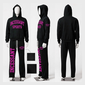 Conjunto Deportivo para Hombre, Sudadera con Capucha de Color Sólido, Corte Regular, Pantalones Deportivos, Ropa Deportiva, Logotipo Personalizado, 100% Algodón - Product Image 3