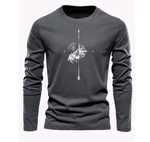 เสื้อเชิ้ตผู้ชาย คอวี แขนยาว สไตล์ลำลอง ผ้าฝ้าย 100% พิมพ์ลายด้านหน้า ระบายอากาศได้ดี เหมาะสำหรับใส่ในฤดูใบไม้ร่วง แขนยาว ผ้าป๊อปลินถัก แฟชั่นสำหรับผู้ชาย - Product Image 1