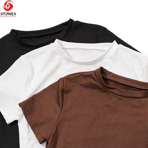 T-shirt court décontracté et confortable pour femme, respirant, pour le sport, été, design et logo personnalisés, écologique - Product Image 3