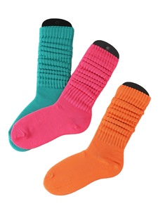 Calzini morbidi e morbidi con filo spesso di colori misti calzini larghi monocolore allentati al ginocchio da donna con 3 confezioni - Product Image 4