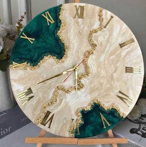 Horloge murale analogique en agate naturelle polie avec motif abstrait et géométrique, design d'art moderne pour la maison et le bureau - Product Image 4